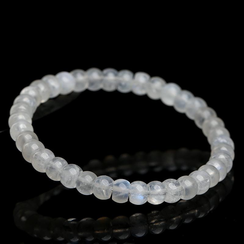 Hongchu Crystal Natural blue moonlight drum beads bracelet Blue Moonstone Straight-Cut Barrel Bead Bracelet