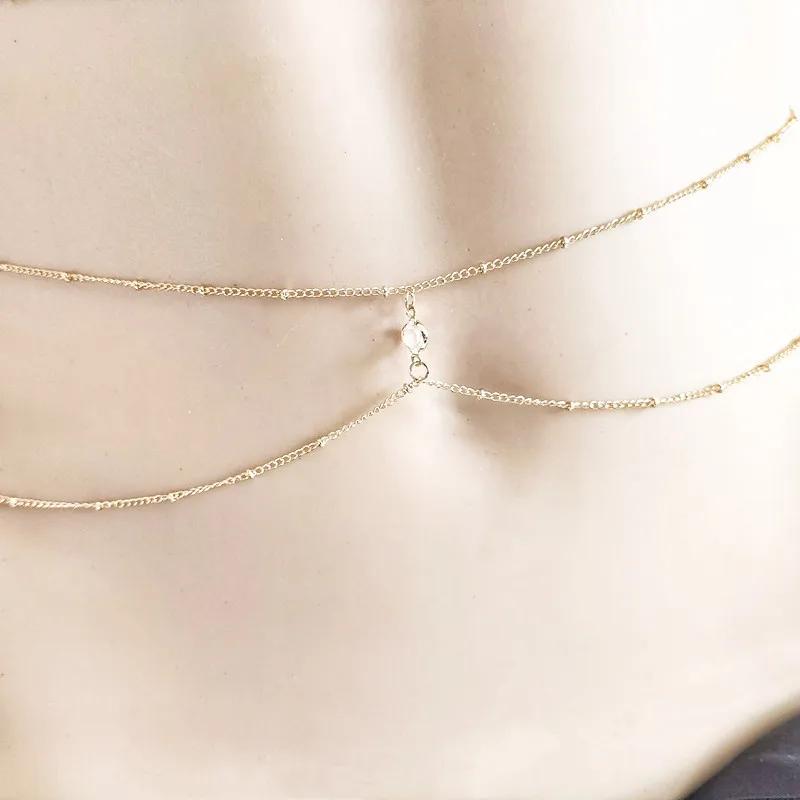 Simple Double Layer Bead Chain Ladies Waist Belly Chain Belly Belt Chain Body Jewelry Spring Summer Gifts
