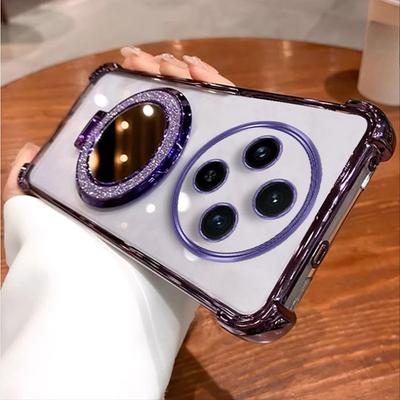 Luxury Glitter Shockproof Silicone Phone Case For Redmi Note14 14C 14Pro 13C 12C for POCOF7 X7 X6 Mirror Holder Stand Soft Cover