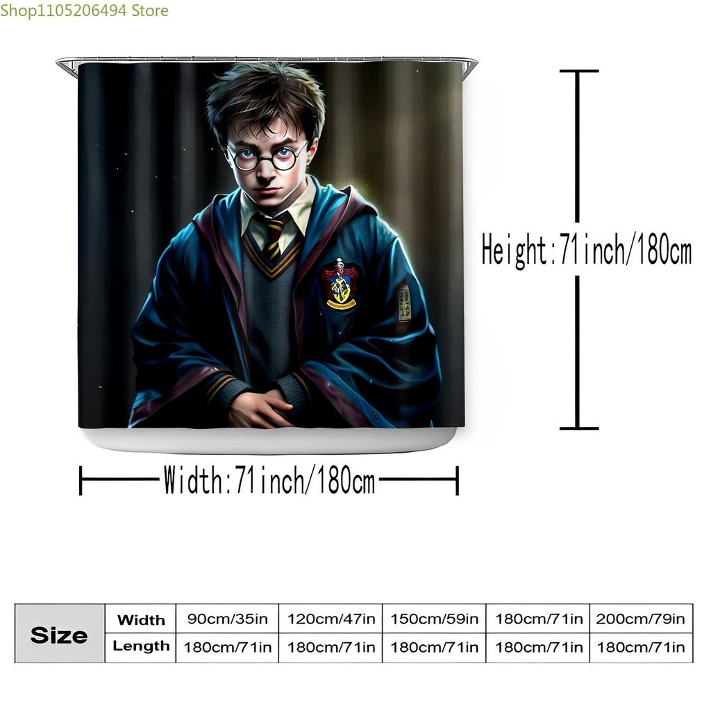 Shower Curtain Inspired by Warner Bros Featuring a Magical School, Perfect for Valentine'S Day. This Bathroom Decor Comes with