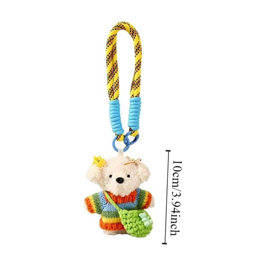Fluffy Crochet Sweater Dog Keychain PP Cotton Puppy Stuffed Doll Keyring  Home Decor