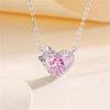 Pink Zirconium Love Necklace Women'S High-End Simple And Sweet Bow Heart Pendant Accessories