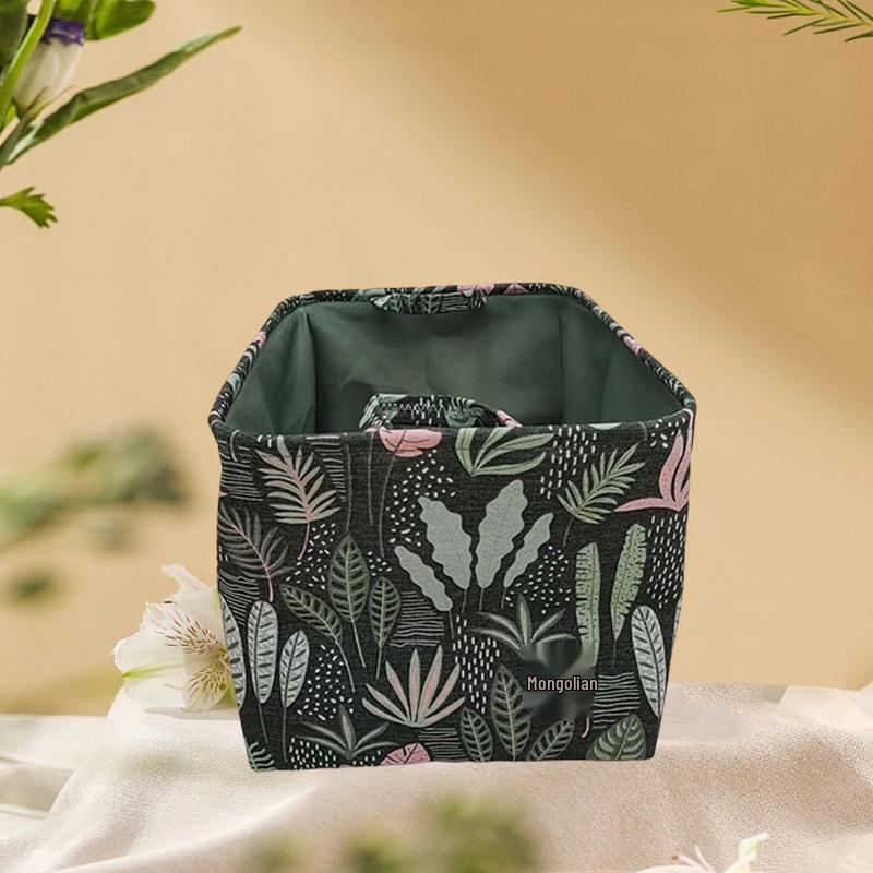 

Large Foldable Hemp Cotton Storage Basket for Clothes & Toys - Blue 40x30x25 cm