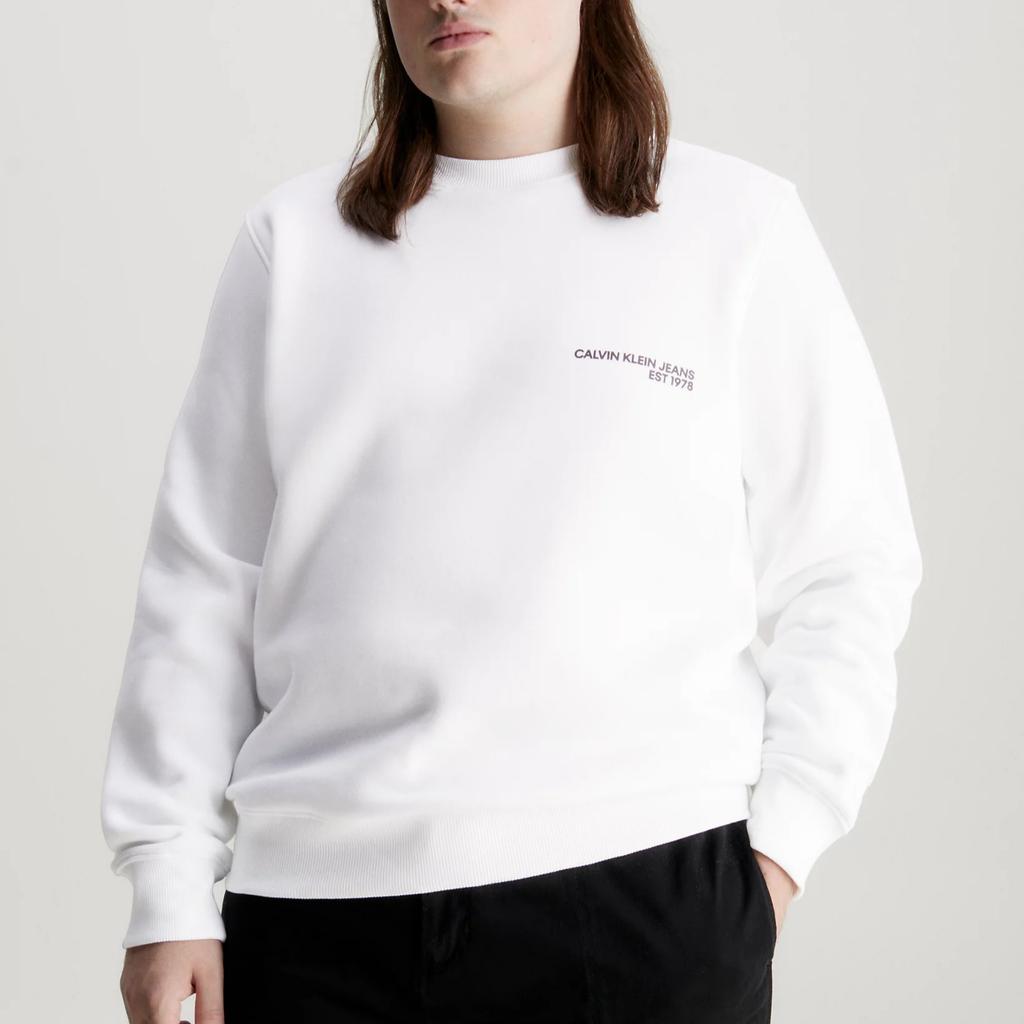 Calvin Klein Jeans Minimalist Letter Logo Printed Casual Long Sleeve Sweatshirt Men Sweatshirt Bright-White J30J324625-YAF