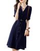 Short Autumn [MATSUMIZUYU] Women's Dress, Sleeve, Figure-Flattering, Slimming, Stylish, Cute, Elegant, Long, Formal, Office, Commuting, Date, Spring,