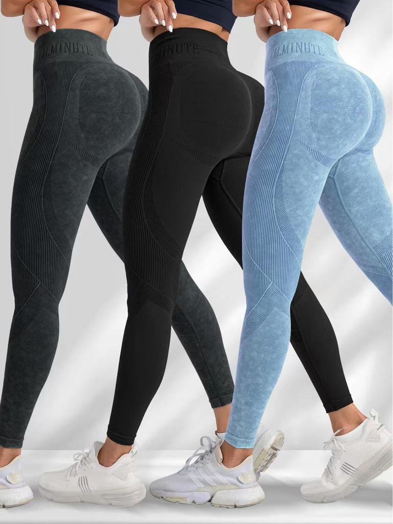 Seamless Women's Yoga Pants: Sand Washed, Quick Dry, Butt Lifting, Tight Fit, Letter Print, Sports Fitness Long Pants