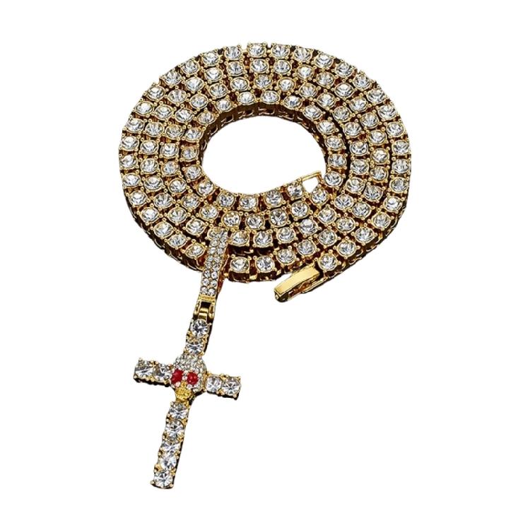 Sparkling Street Style Religious Pendant Necklace Sparkling Jewelry Multifuntional Adjustable Necklace with Rhinestones