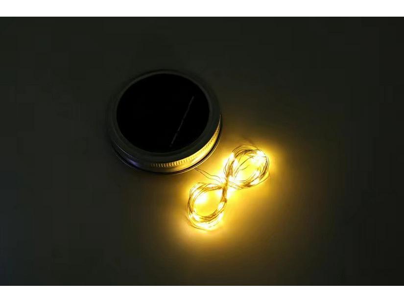 Solar Crackle Glass Mason Jar Hanging Light - Outdoor Garden Christmas Decoration