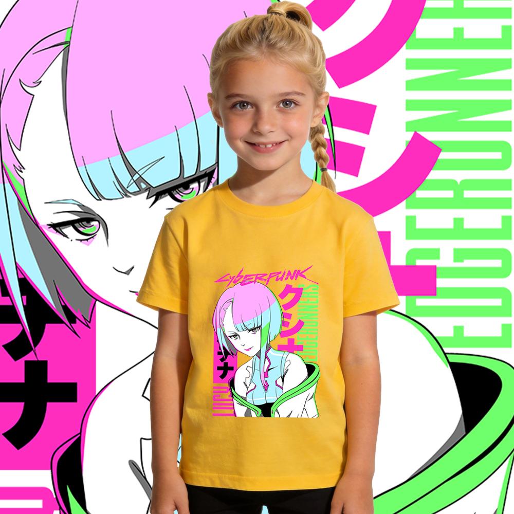 Cyberpunk Edgerunners Lucy Anime Print Boys Girls Cotton T Shirt Kids Casual Short Sleeve Top Soft Breathable Summer Clothes