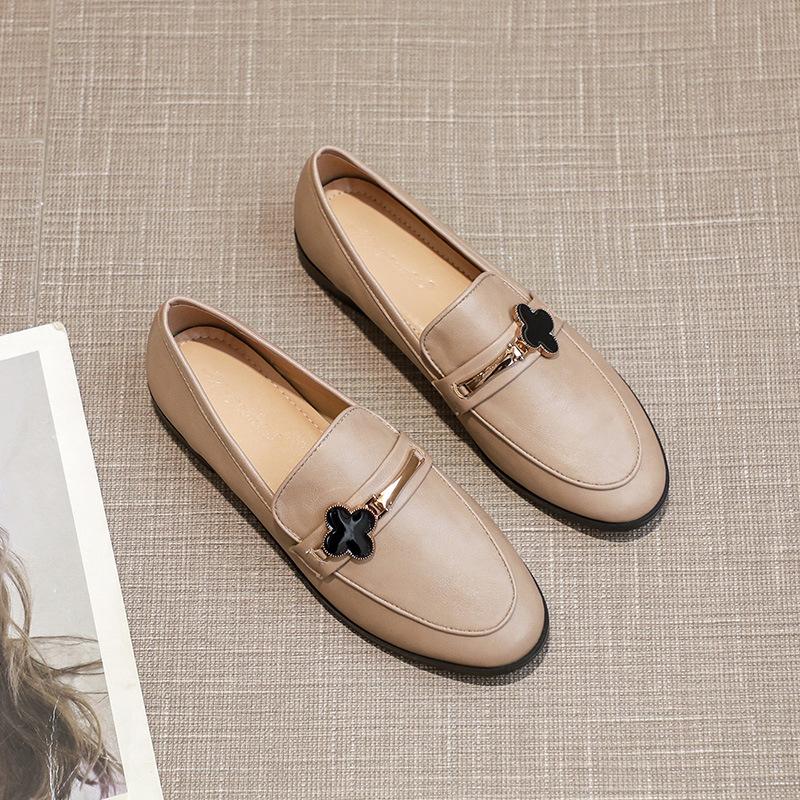 

Мода 2025 Туфли из маленькой кожи для студенток женские лоферы с цветочным принтом с круглым носком дерби с хрустальным цветком металлическая пряжка балетки женские оксфорды 44 4.5 хаки