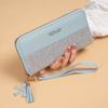 1pc Korean-Style Women'S Wallet with Tassel Wristlet Faux Leather, Zipper Closure, Key Compartment, Mobile Phone & Card Holder