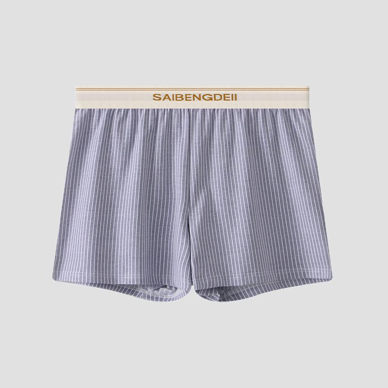 "Men's Loose-Fit Striped Cotton Boxer Shorts - Breathable, Large Size"