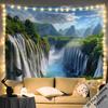 Realistic Waterfall Nature Tapestry Mural Wall Hanging Art 180x280cm Tropical Jungle Landscape View Decor for Bedroom Living Roo
