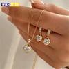 3-teiliges Schmuckset mit Herzanhänger und Ohrring-Anhänger, Halskette für Frauen, exquisite Mode, Strass, Doppelherz-Schmuckset, Geschenk