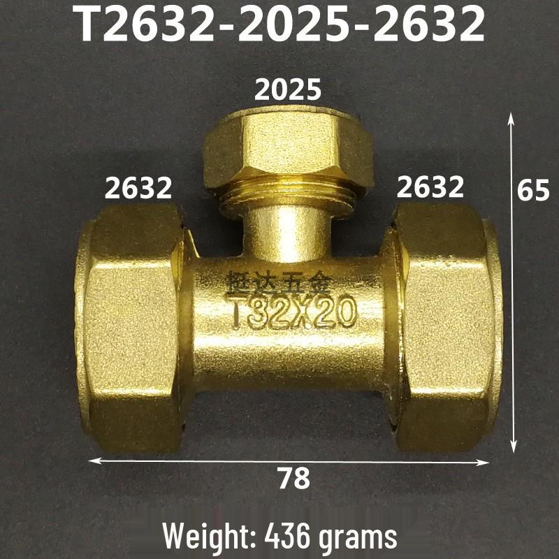 Aluminium-Kunststoffrohr Kupfer T-Stück Fitting: Reduziergewindegrößen 1216, 1418, 1620, 2025, 2632, 4, 6 Punkte.