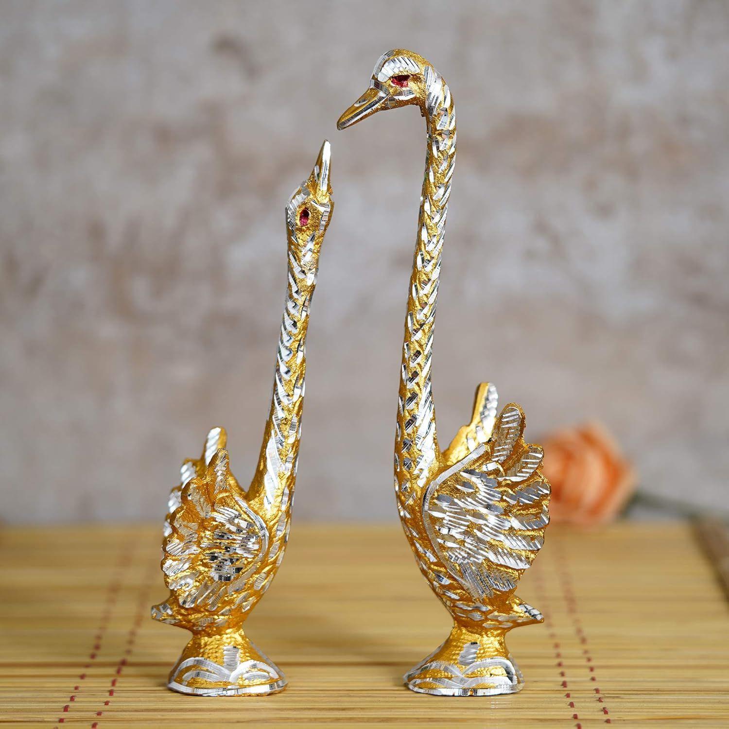 

Dancing Cute Swan Couple Statues Decorative Bird Figurines Showpieces