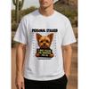 European Sizes A Men's Short-sleeved T-shirt with a Dog Holding a Sign Letter Design, Fashionable Style, Regular Short-sleeved T-shirt