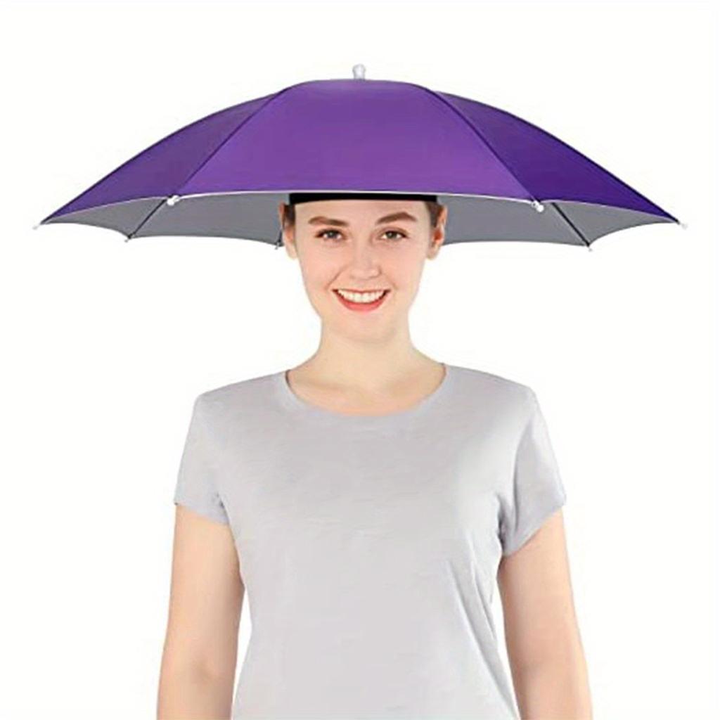 1 ombrello grande da 27 pollici con cappello e testa pieghevole per pesca, sport all'aria aperta, protezione UV e ombrello parasole