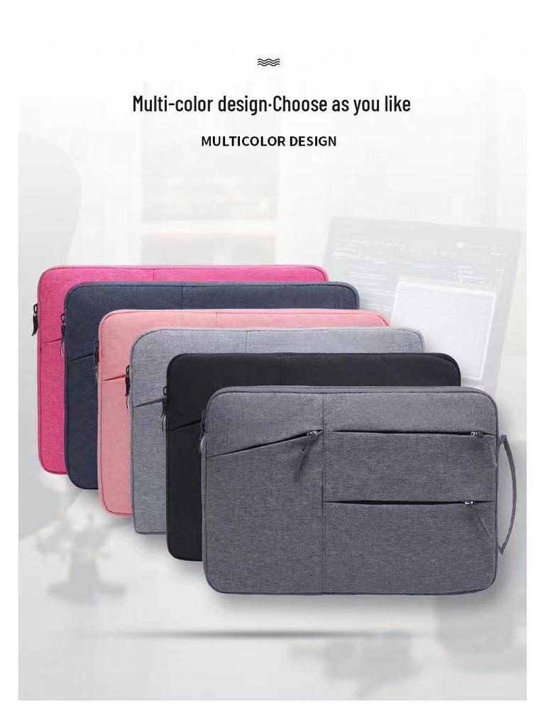 15.6" Lightweight Anti-Drop Laptop Bag with Multi-Zipper Pockets and Thickened Printed Logo