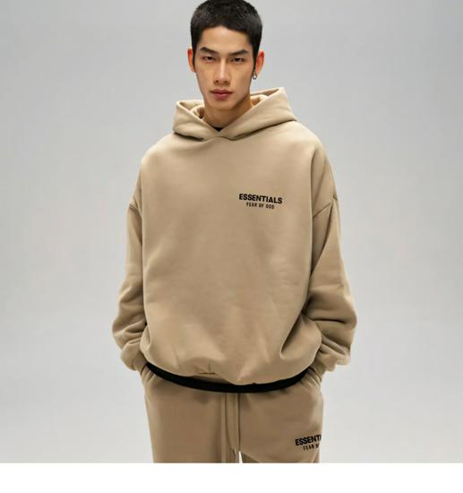 FOG Essentials HHH Unisex Fleecegefütterter Schwerer Kapuzenpullover - Amerikanischer Stil Herbst/Winter Freizeitkleidung
