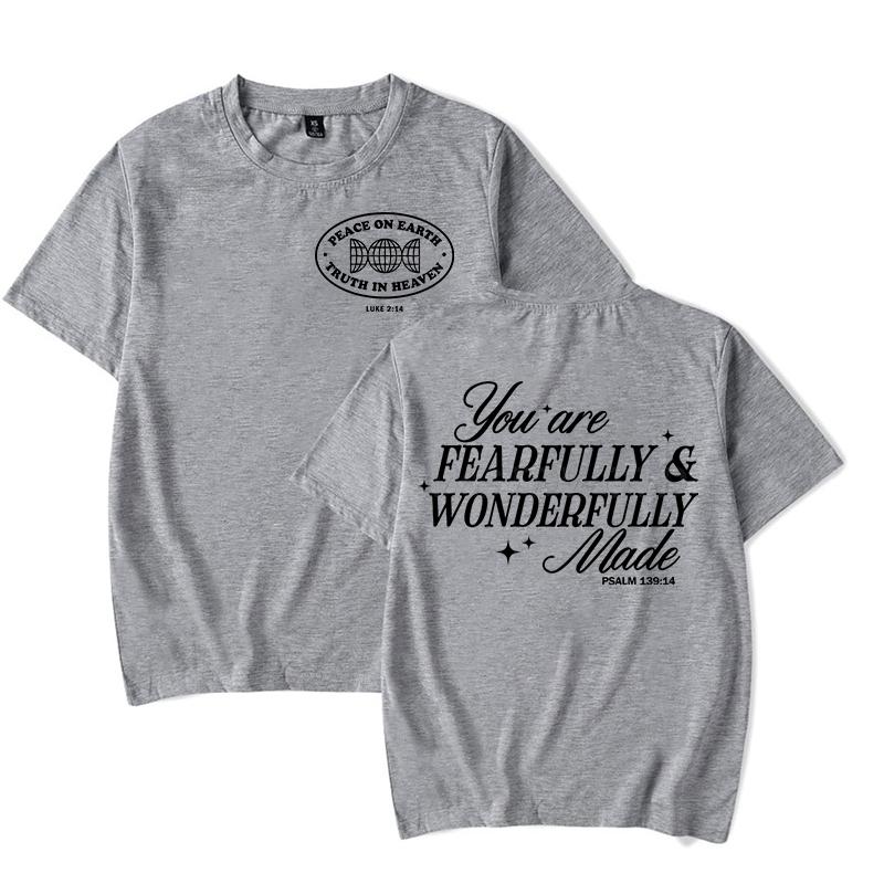 Gift for Christian Tshirt You Are Fearfully Wonderfully Made Graphic T Shirts Women Funny Religious Christian Faith Tee Shirt