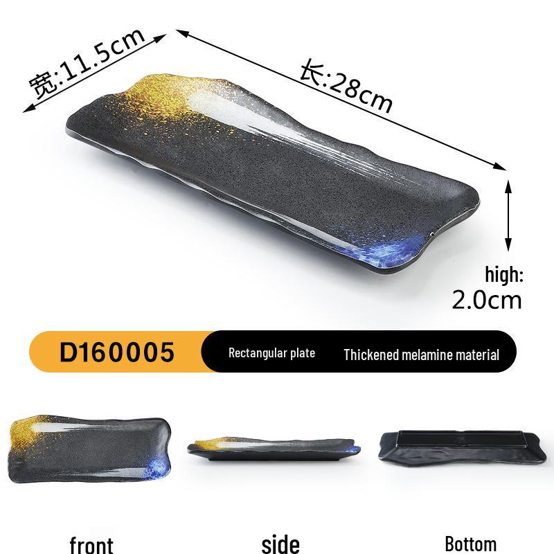 Japanese Retro Melamine Rectangular Plate for Hot Pot, Sushi, Yakiniku, and Barbecue