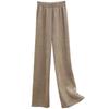 Pantaloni da donna autunnali e invernali taglie forti a gamba larga pantaloni in maglia a tinta unita