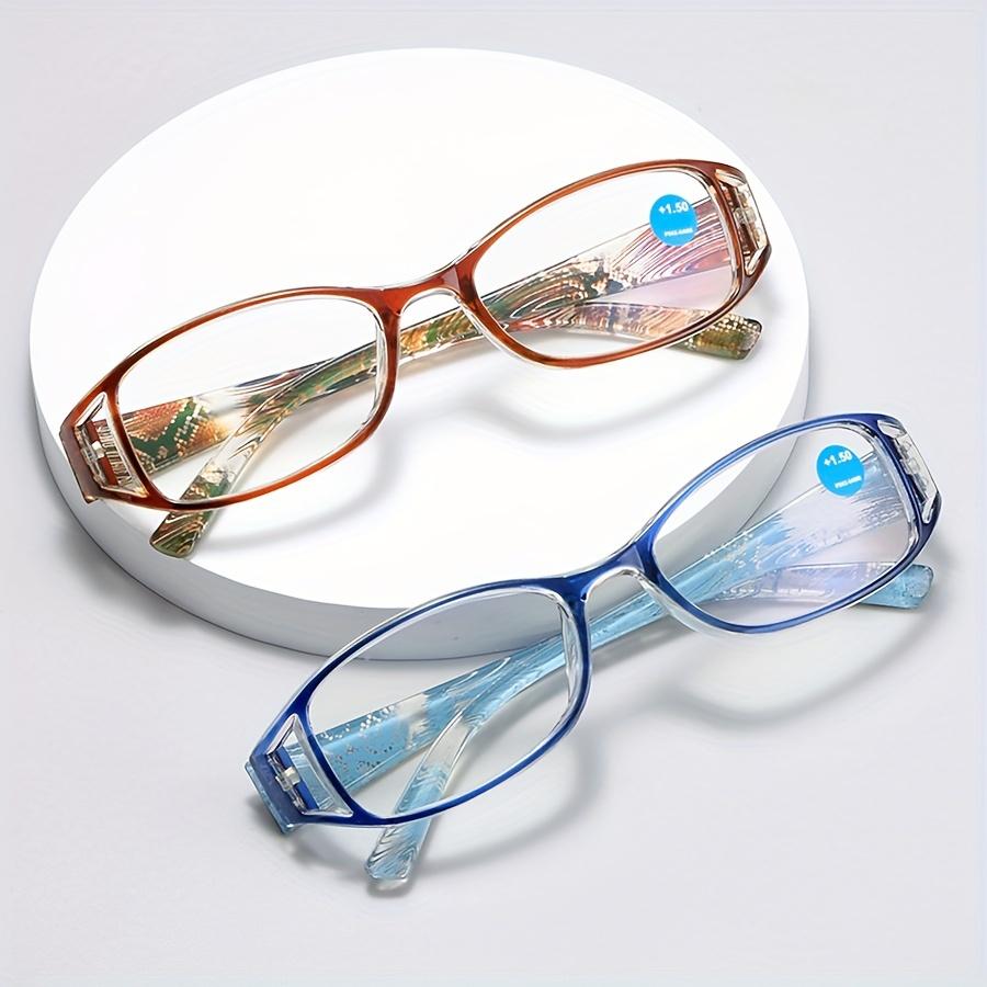Women & Men Floral Reading Glasses - Elegant Fashion Square Full Frame, Perfect for Phone & Computer