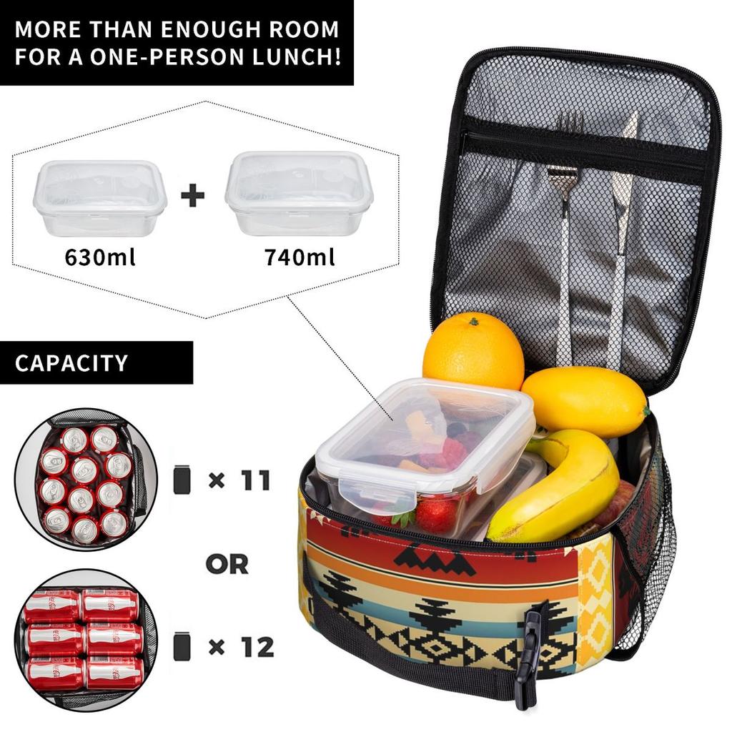 Thunderbird Native American Pattern Insulated Lunch Bag for Women Children Portable Food Boxes Thermal Lunch Box Tote