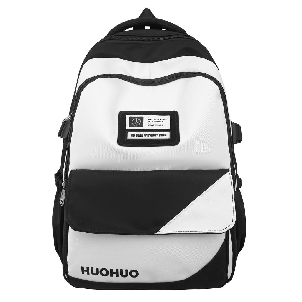 Schoolbag Splicing Contrasting Color Student Schoolbag Leisure Outdoor Travel Large Capacity Backpack Large Capacity Male and Female Couples Backpack