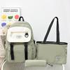 Three-Piece Backpack Set Color Contrast Large Capacity Student Schoolbag Women Backpack with Pen Bag
