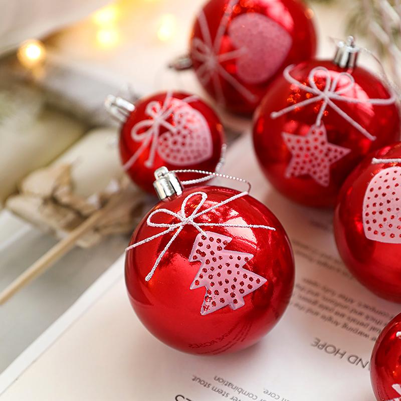 Christmas Home Decoration Cute Bow Design New Year Decoration Heart Pattern Exquisite Christmas Decorations Sweet Style 6PCS