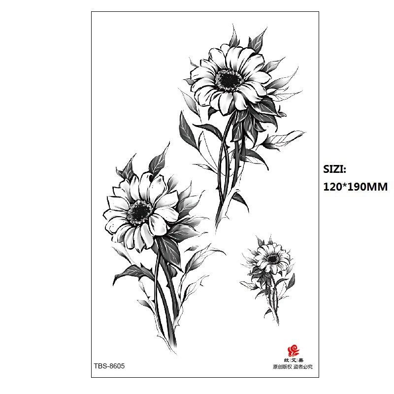 Black Butterfly Owl Sunflower Set Water Transfer Simulation Temporary Tattoo Sticker