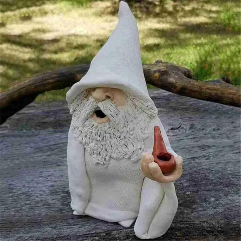 

1pc Gnome Dwarf The Old Man Smoking Statues Resin Crafts White Bearded Old Man Dwarf Sculpture Garden Gnome Statue Decor 15.5x10x7cm