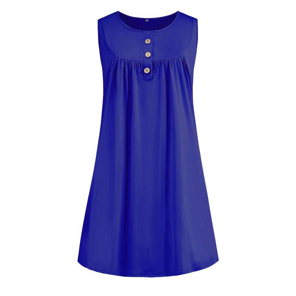 2026 Spring/Summer Women's Sleeveless Pleated Button-Up Vest Dress Pajamas