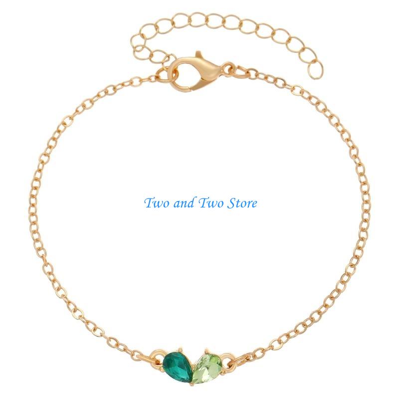 HX6F Stylish Gold Heart Bracelet with Birthstones Sturdy Alloy 14K Plating for Women’s Jewelry Collection Daily Use