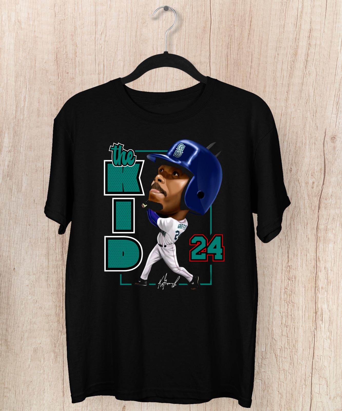 

Ken Griffey Jr The Kid T-Shirt Mens Womens Tees Top Black Short Sleeve All Size S to 5XL JJ4456 S