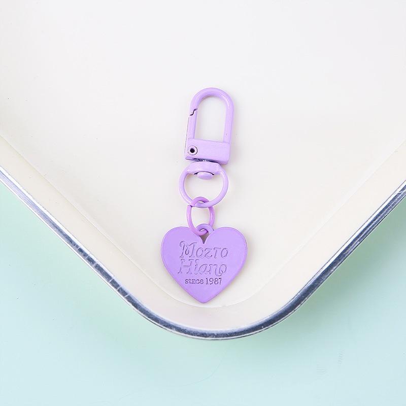 Vibrant Alloy Heart Keychain Pendant - Handmade DIY Candy Color Ornaments