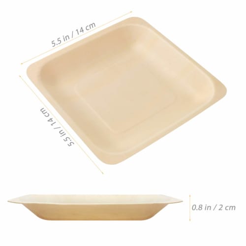 DOITOOL Disposable Wooden Plates, Stylish Square Plates, High-Quality Biodegradable and Eco-Friendly, Perfect for Parties, Outdoors, Commercial Use, a