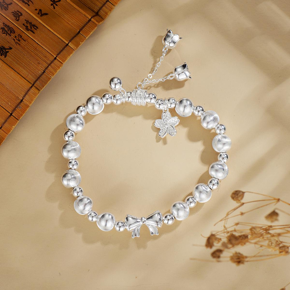 

Браслет из бусин «Ландыш», «Кошачий глаз», цветок: Элегантные плетеные серебряные украшения ручной работы для женщин