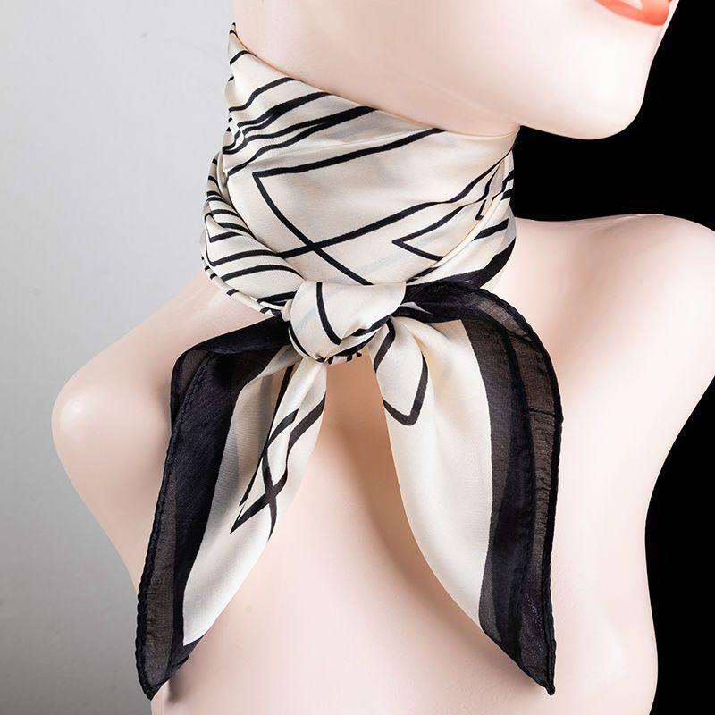 Elegant and Versatile Square Scarf Square Korean Version Spring and Autumn Thin Sunscreen Scarf Milk Scarf Temperament Soft Silk Scarf