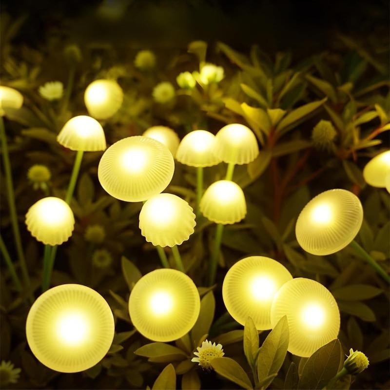 6LED/8LED/10LED Solar Mushroom Lights Outdoor Waterproof Garden Decor, 4-Color Landscape Lighting for Patio Lawn, Starlight Bulbs Ideal Gift
