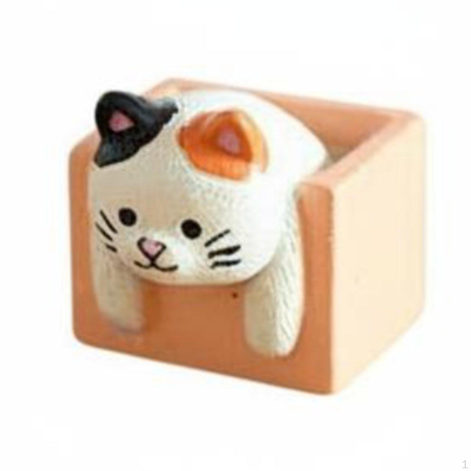 Small Feline Figurine JapaneseAesthetic cat Adorable Design Cartoon Kitten Ornament for