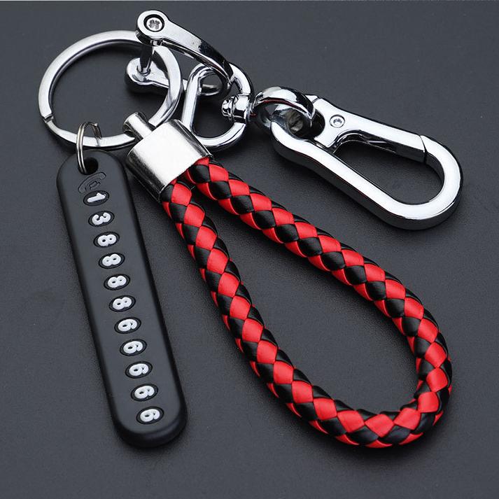 Car Key Chain Anti-lost Key Ring Men's Female Simple Key Lanyard Pendant Mobile Phone Number Plate Keychain Auto Accessories