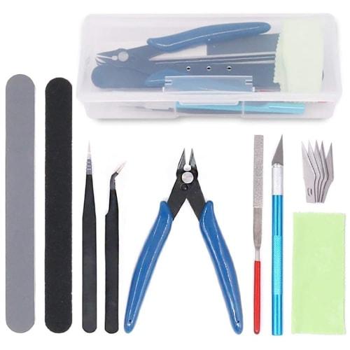 Audiophile Beginner's Model Tool Kit, 10-Piece Set, Includes Modeler's Knife (5 Replacement Blades), Thin-Blade Nippers, Precision Tweezers, and Stora
