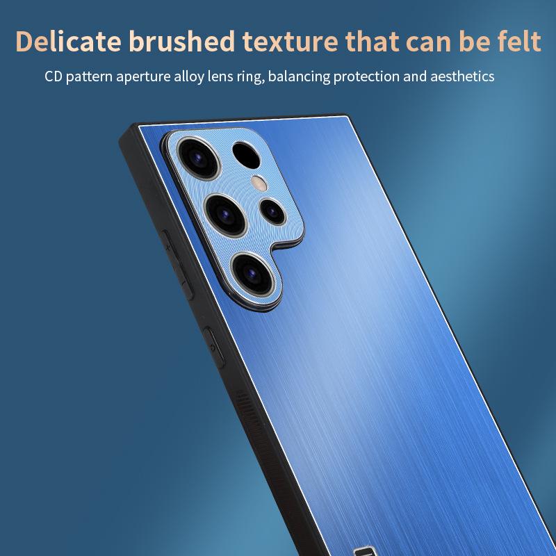 Samsung S25U Brushed Metal S24FE/S24U/S23U Phone Case - Cross-Border Applicable, Half-Pack Protective Case