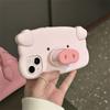 Niedliche Cartoon 3D Schwein Nasenhalterung Silikon Rosa Handyhülle für iPhone 14 13 12 11 Pro Max Ins Korea Schöne stoßfeste Soft Cover