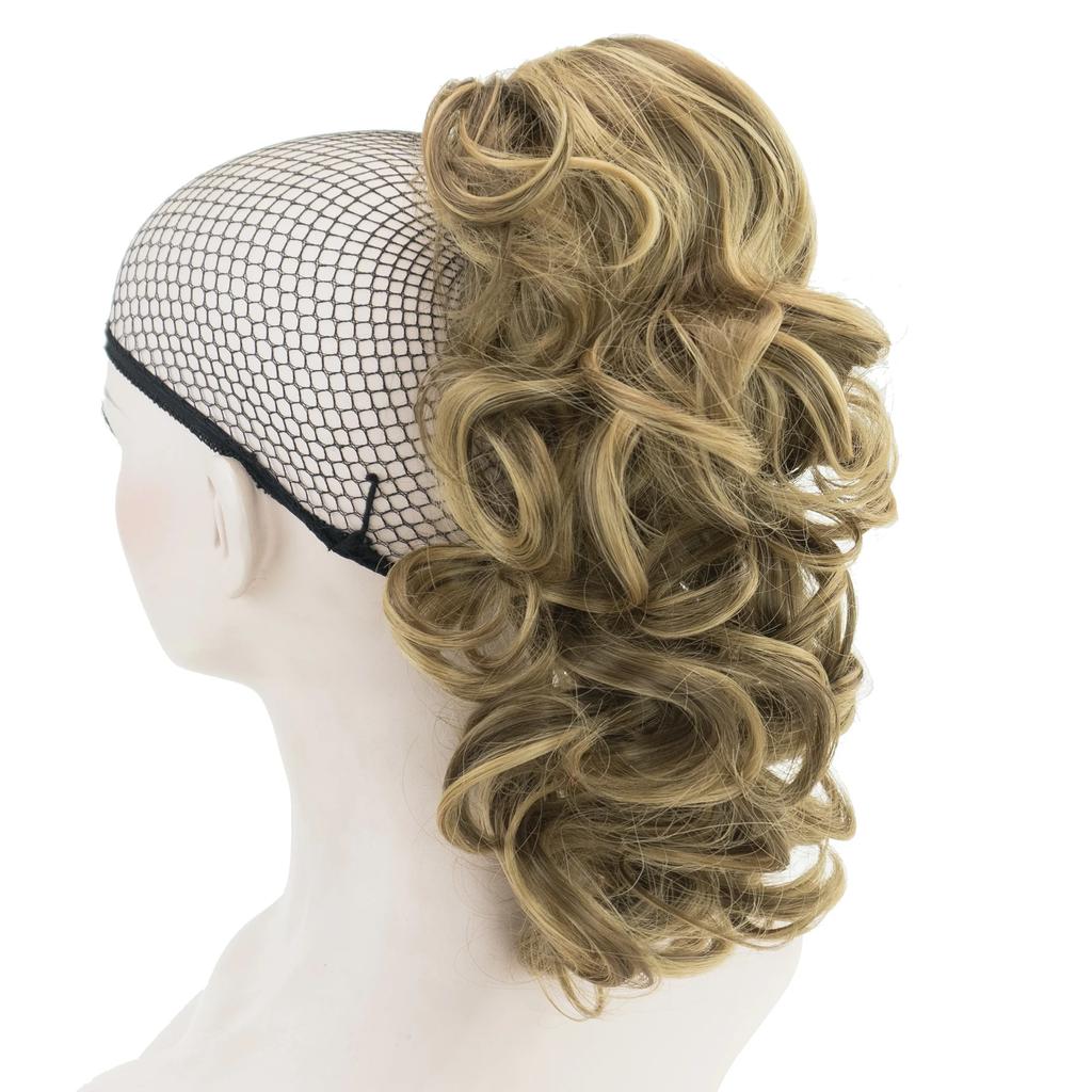 Soowee Short Curly Synthetic Hair Black To Burgundy Clip In Hair Extension Little Pony Tail Claw Ponytail False Hair on Clips