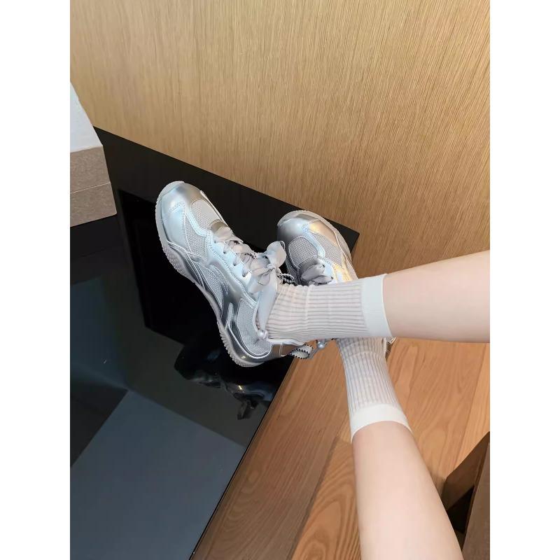 

Cowhide leather women s breathable mesh pearl lace-up casual sneakers women 35