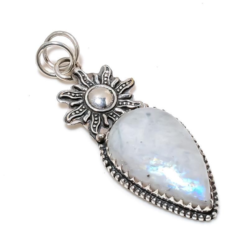 Natural Moonstone Gemstone Pendant 925 Sterling Silver- Handmade Design, Everyday Wear Jewelry, Unique Moonstone Pendant Father's Day Gift